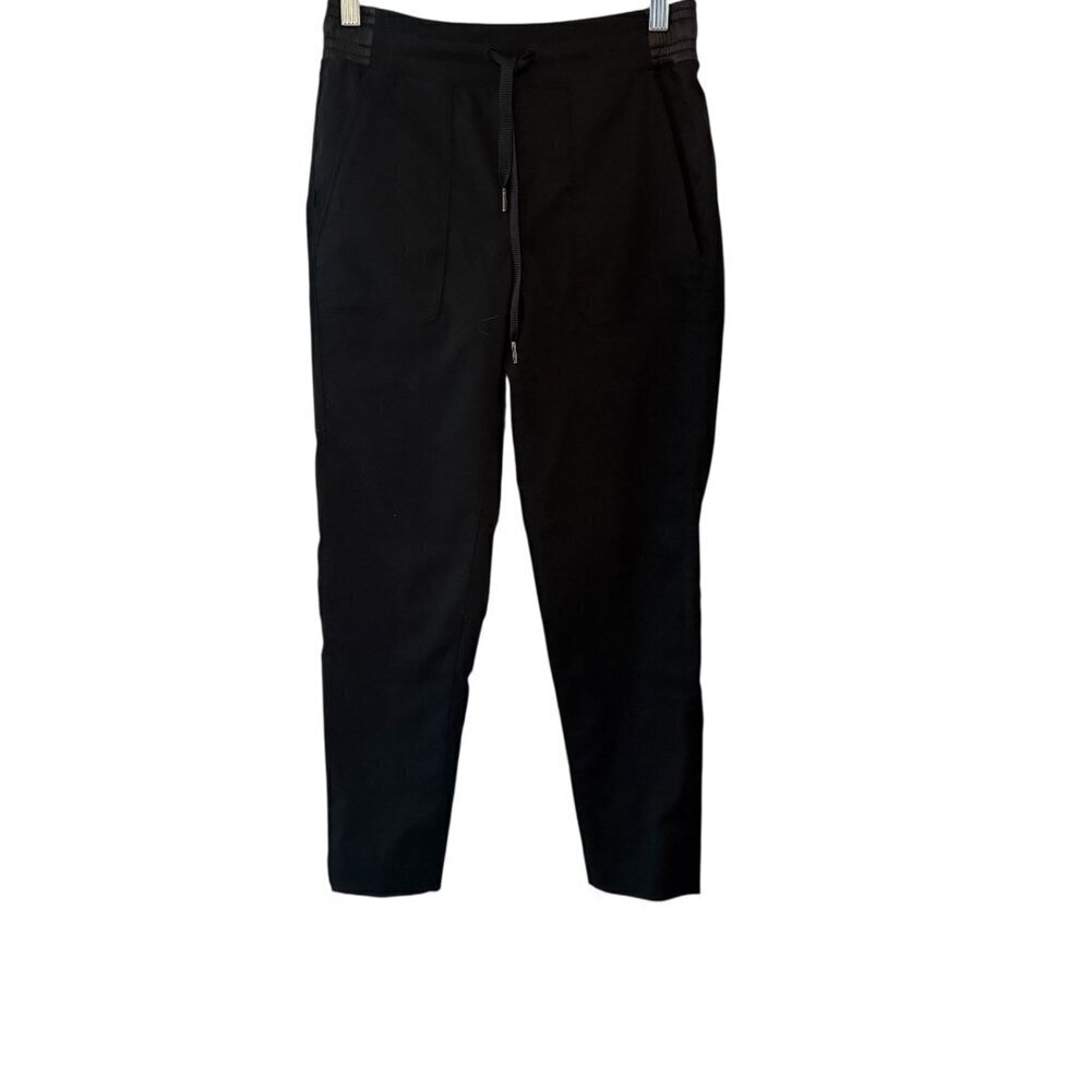 Lululemon Womens Black Jogger Pants Size 4 Drawstring Waist 100% Polyester Elast